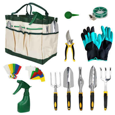Randaco Gartenpflege-Set Gartenwerkzeug Set Hand-Gartengerate Werkzeugset Gartenset, 12 Tlg, Werkzeugtasche Einpflanzhilfe Grabwerkzeug