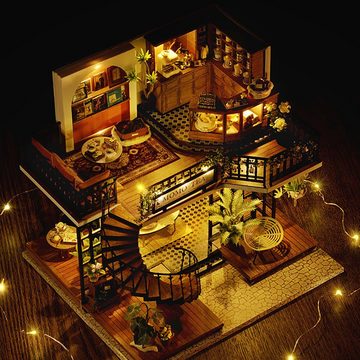 Cute Room 3D-Puzzle DIY holz Miniature Haus Puppenhaus Teehaus, Puzzleteile, 3D-Puzzle, Miniaturhaus, Maßstab 1:24, Modellbausatz zum basteln