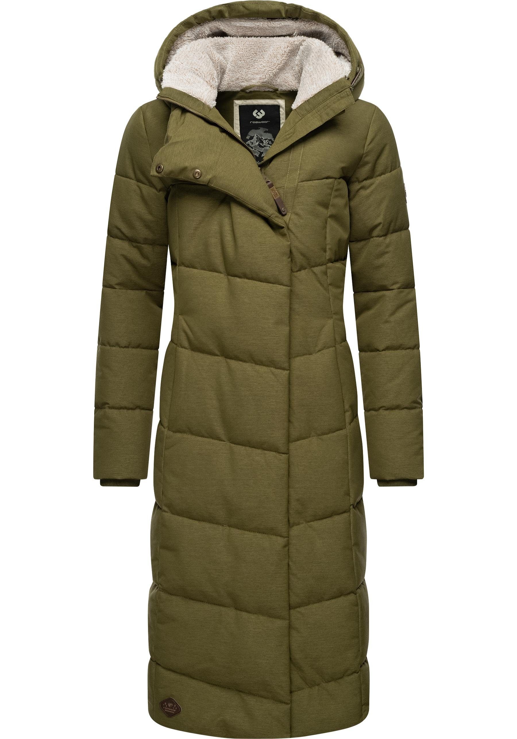 Ragwear Wintermantel Pavla Long extralanger Winterparka mit Teddyfutter und Kapuze helloliv