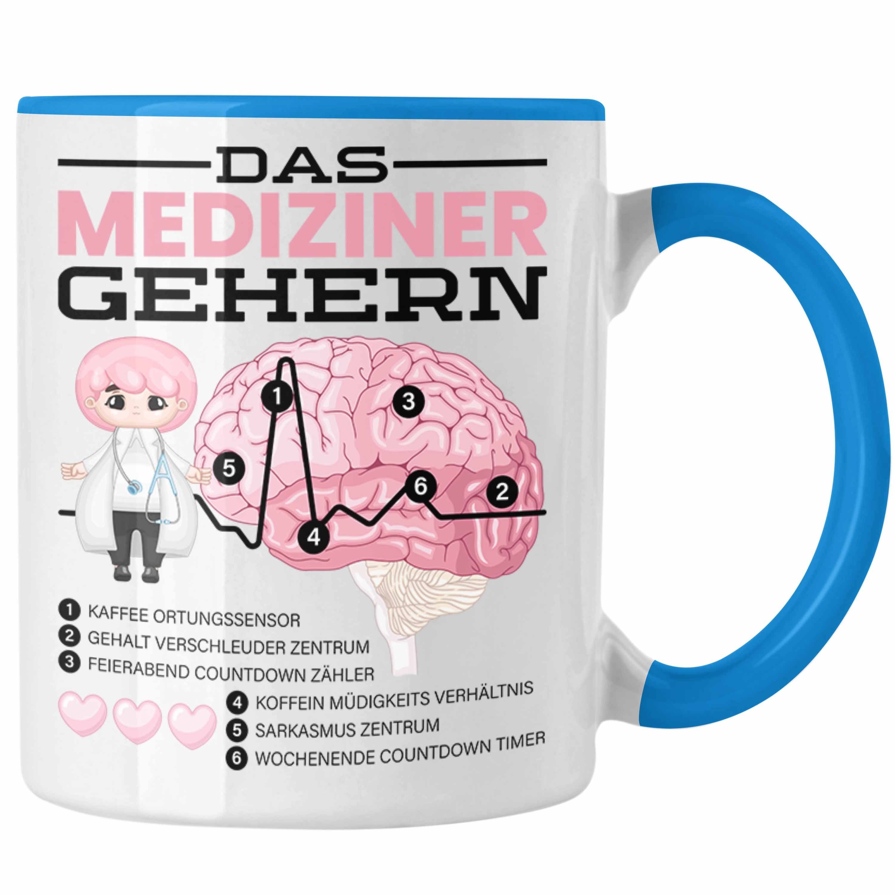 Trendation Tasse Das Mediziner Gehirn Tasse Geschenk Medizin-Studium Arzt Geschenkidee Blau