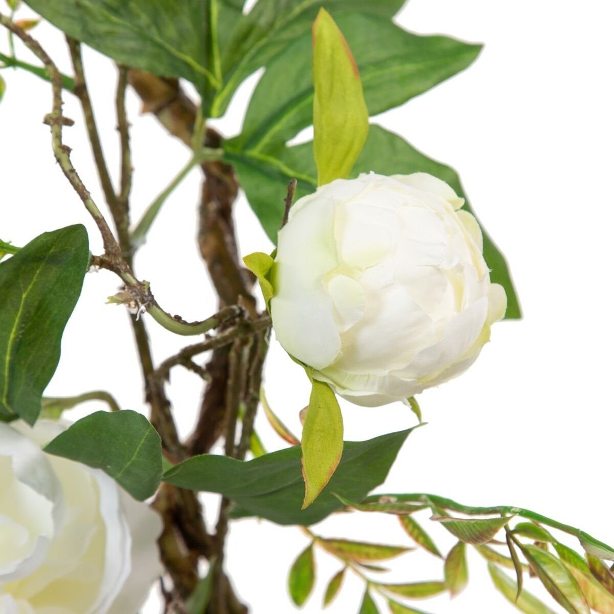 x cm Bigbuy, 24 x 24 160 cm Künstliche Höhe Deko-Blumen Weiß 30 Zimmerpflanze Pfingstrose,