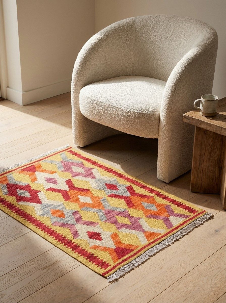 Looma Teppich Kelim Gashgai 88x64cm, rechteckig, Höhe: 5 mm, Gashgai, Schurwolle, Unikat