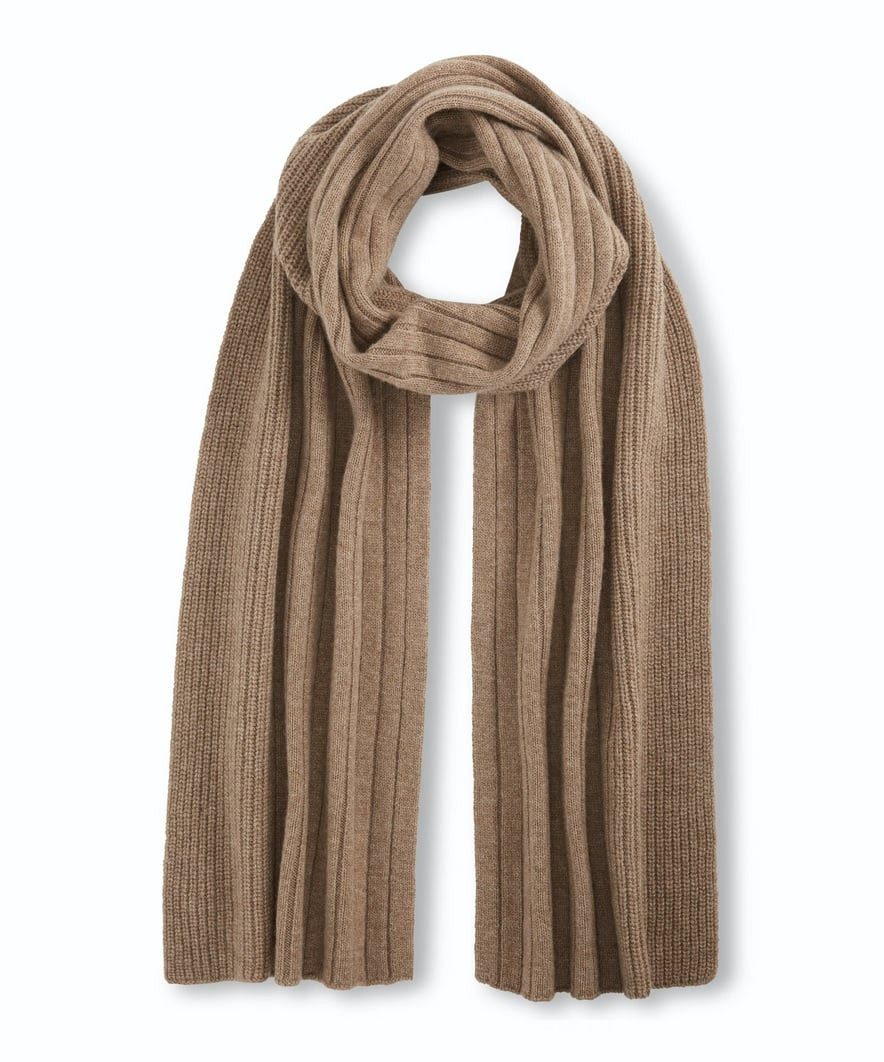 FALKE Schal (Kaschmir, Rippenstruktur) hellbraun 180cm x 28cm - 1 Stück