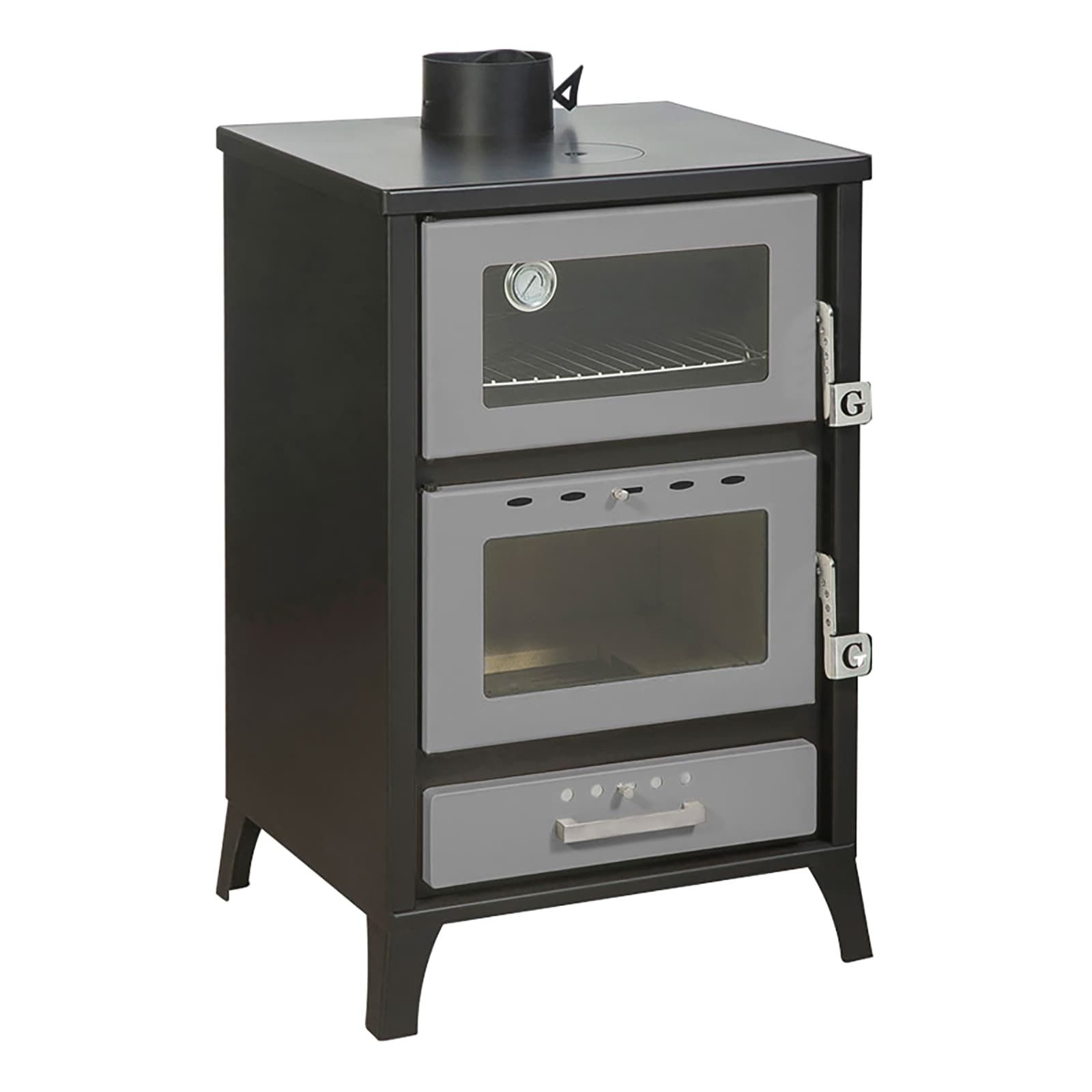 Gekas Kaminofen Holzofen mit Pizzafach / Backfach mit 22 kW, 120 bis 200m² Wohnfläche, 22 kW, Holzöfen, Kaminöfen, (große Räume, MG 500), Stahl