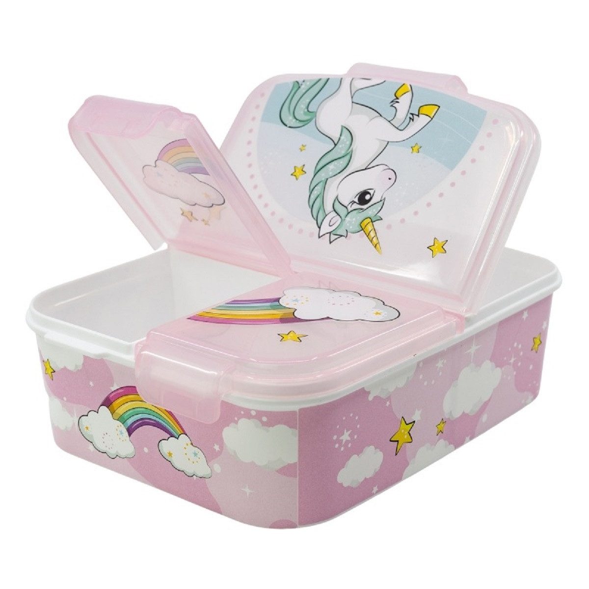 Stor Lunchbox Kinder Brotdose – Lunchbox mit 3 Fächern & tollem Design, (Brotdose, 1x Deckel, 1x Lunchbox), Lunchbox