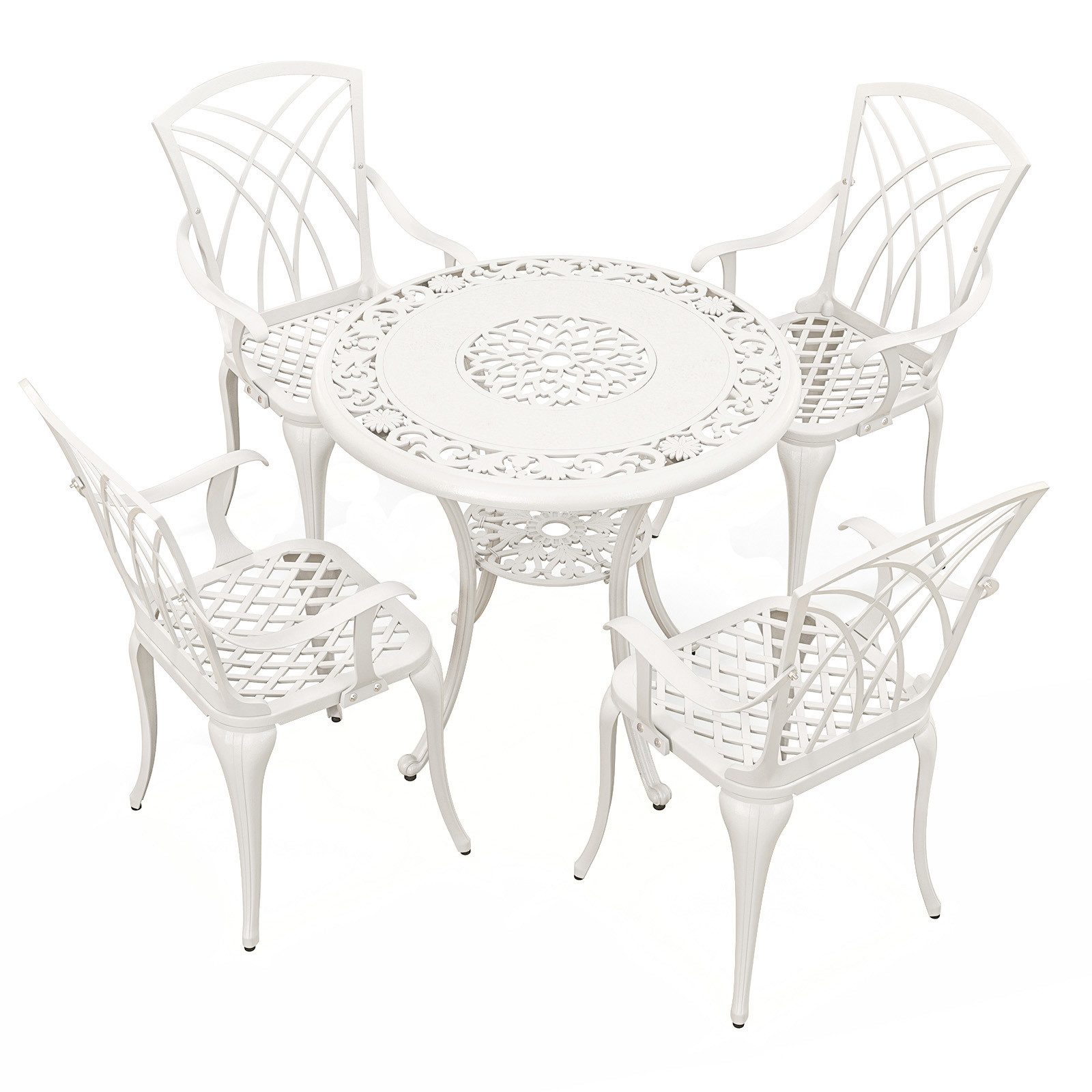 COSTWAY Balkonset, (5-tlg), Sitzgruppe Garten mit 1 Tisch & 4 Stühle, Aluminiumguss