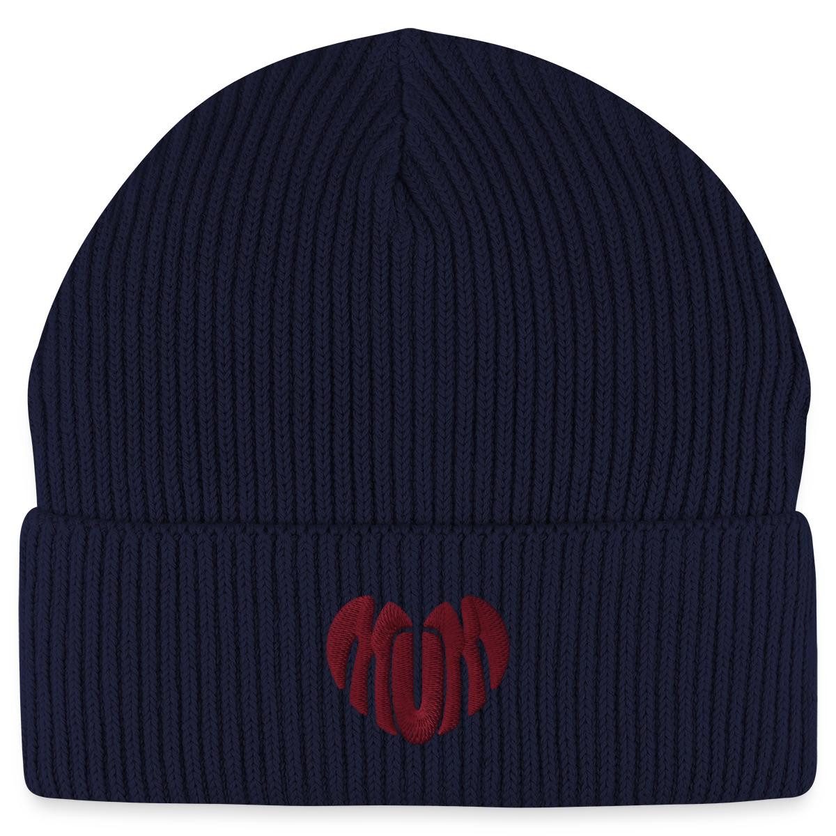 Spreadshirt Beanie Stickerei Mum Rotes Herz Fisherman Beanie Bio Mütze (1-St)