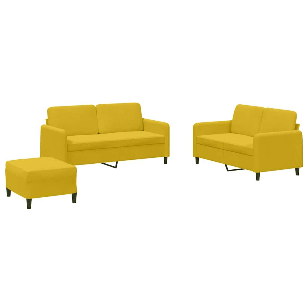vidaXL Sofa 3-tlg. Sofagarnitur Gelb Samt, 1 Teile
