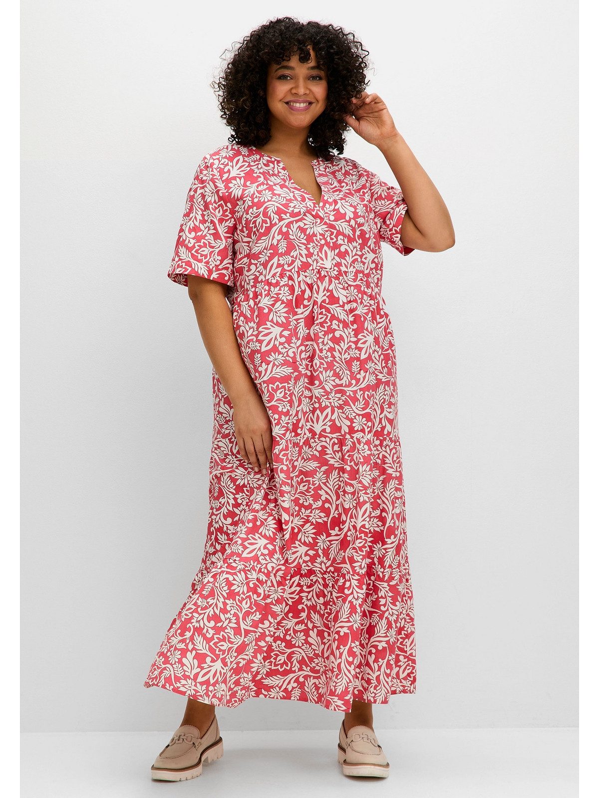 Sheego Maxikleid Große Größen mit grafischem Alloverprint