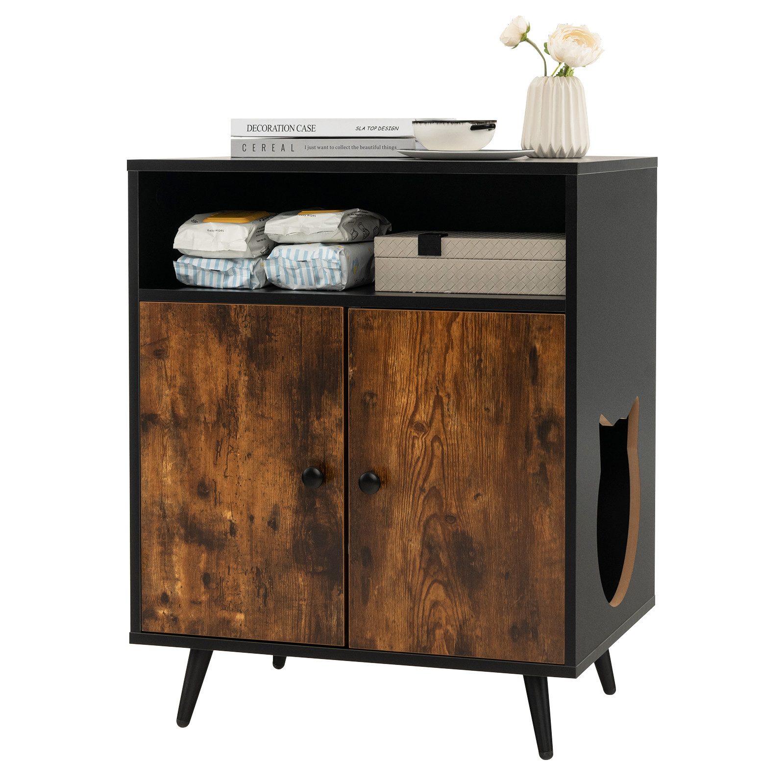 COSTWAY Tierhaus Katzenschrank, Katzenhaus, 2 in 1, Beistelltisch günstig online kaufen