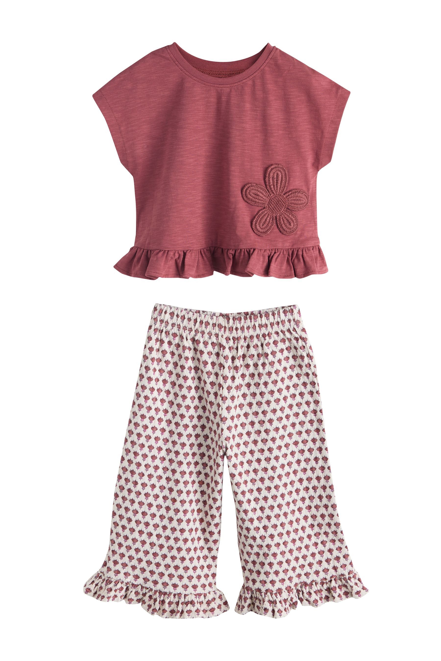 Next Top & Hose Kurzarmtop und Hose mit weitem Bein im Set (2-tlg)