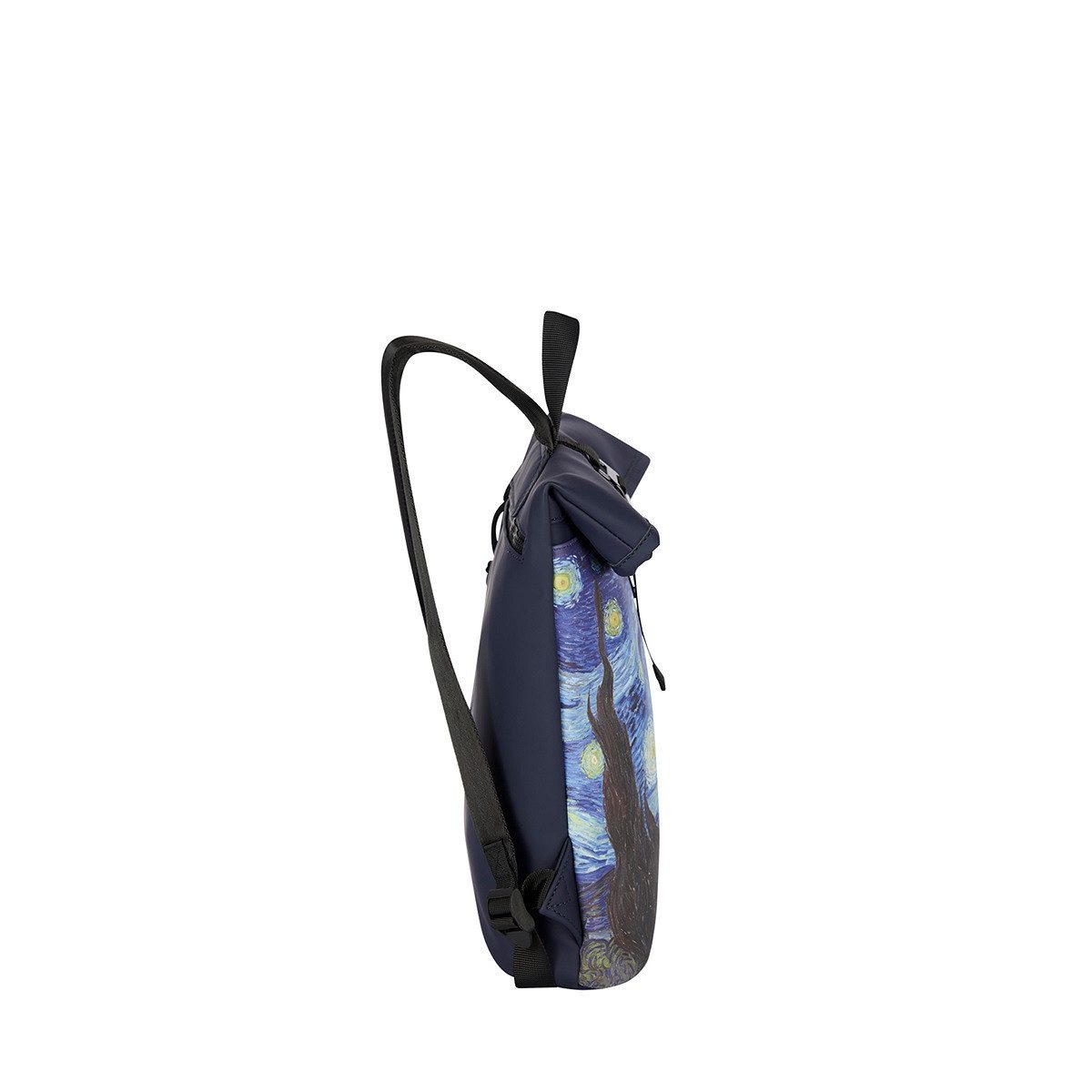 NEW REBELS Cityrucksack kleiner Roll Up RollTop Kurier Rucksack Los Angeles starry night, wunderschönes Sternennacht Motiv, wasserabweisend