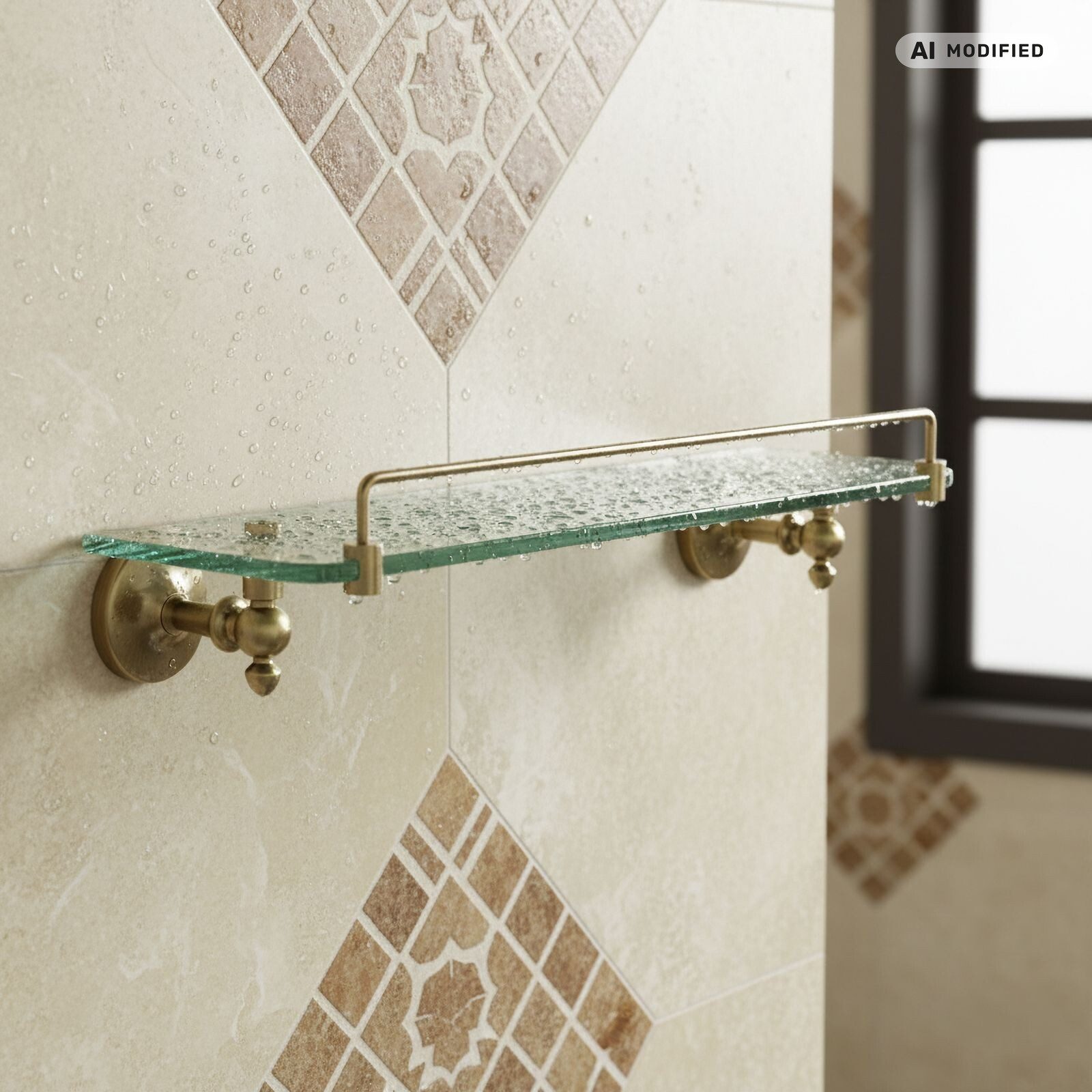 PaulGurkes Badaccessoire-Set CLASSIC, massives Messing, Sanitärglas-Ablage, Bronze-Oberfläche