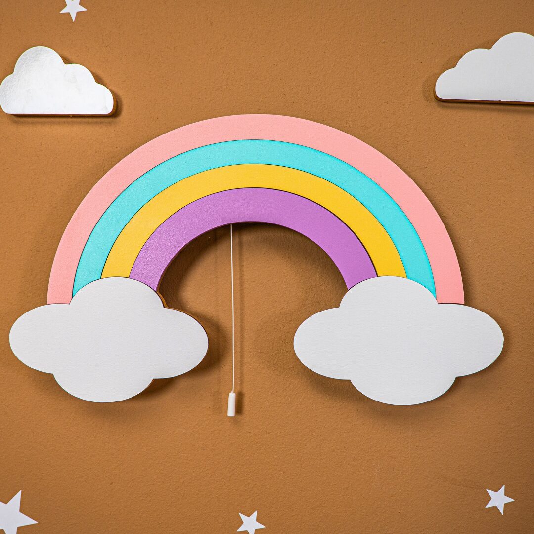 COZYCOLLECTIONS LED Wandleuchte Regenbogen LED-Wandnachtleuchte aus Holz, LED, Warmweiß, Montessori-Design: ruhige Formen, warmes LED, kabellos