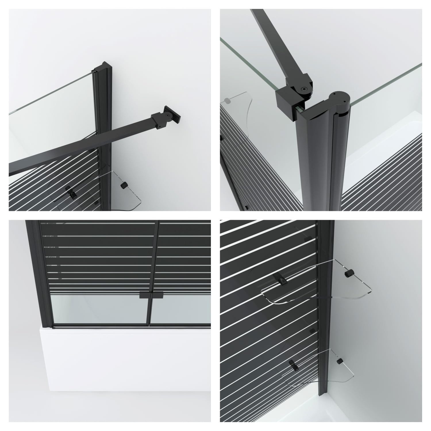AQUABATOS Badewannenaufsatz Eck Glas mit Seitenwand schwarz 70x80 70x120cm, 5mm Einscheibensicherheitsglas mit Nano Beschichtung Spritzschutzwände Bad Duschwand – Bild 5 von 5