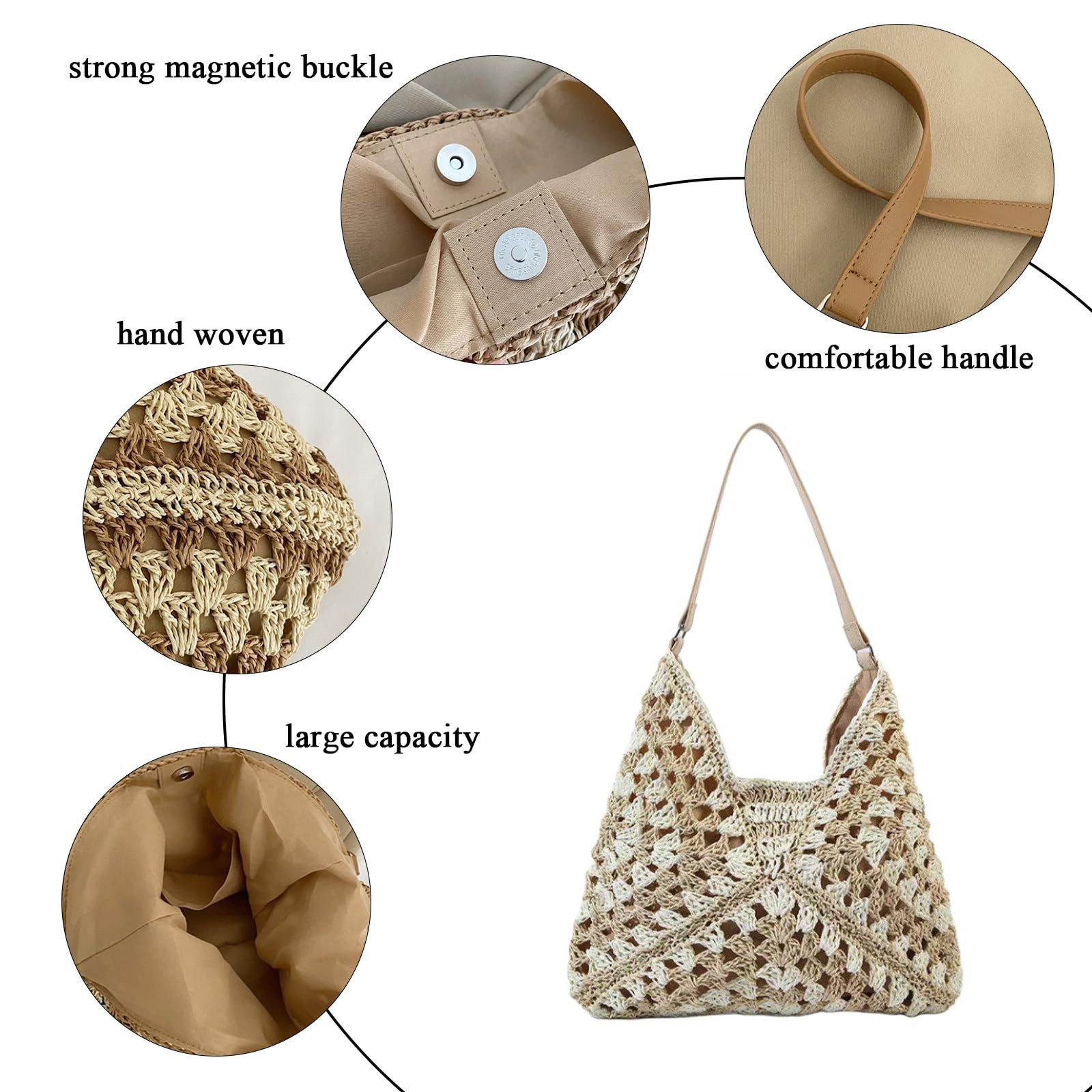 ZEUOPQ Henkeltasche Boho Stroh Schultertaschen (1-tlg., günstig online kaufen