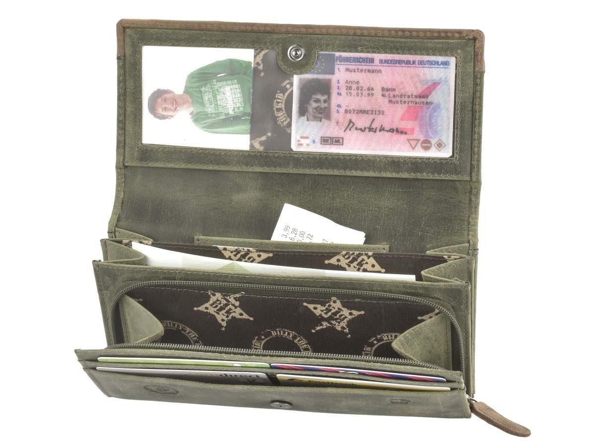 Billy The Kid Geldbörse Hunter, Damen Langbörse, Portemonnaie mit 3 Fächern, RFID Schutz