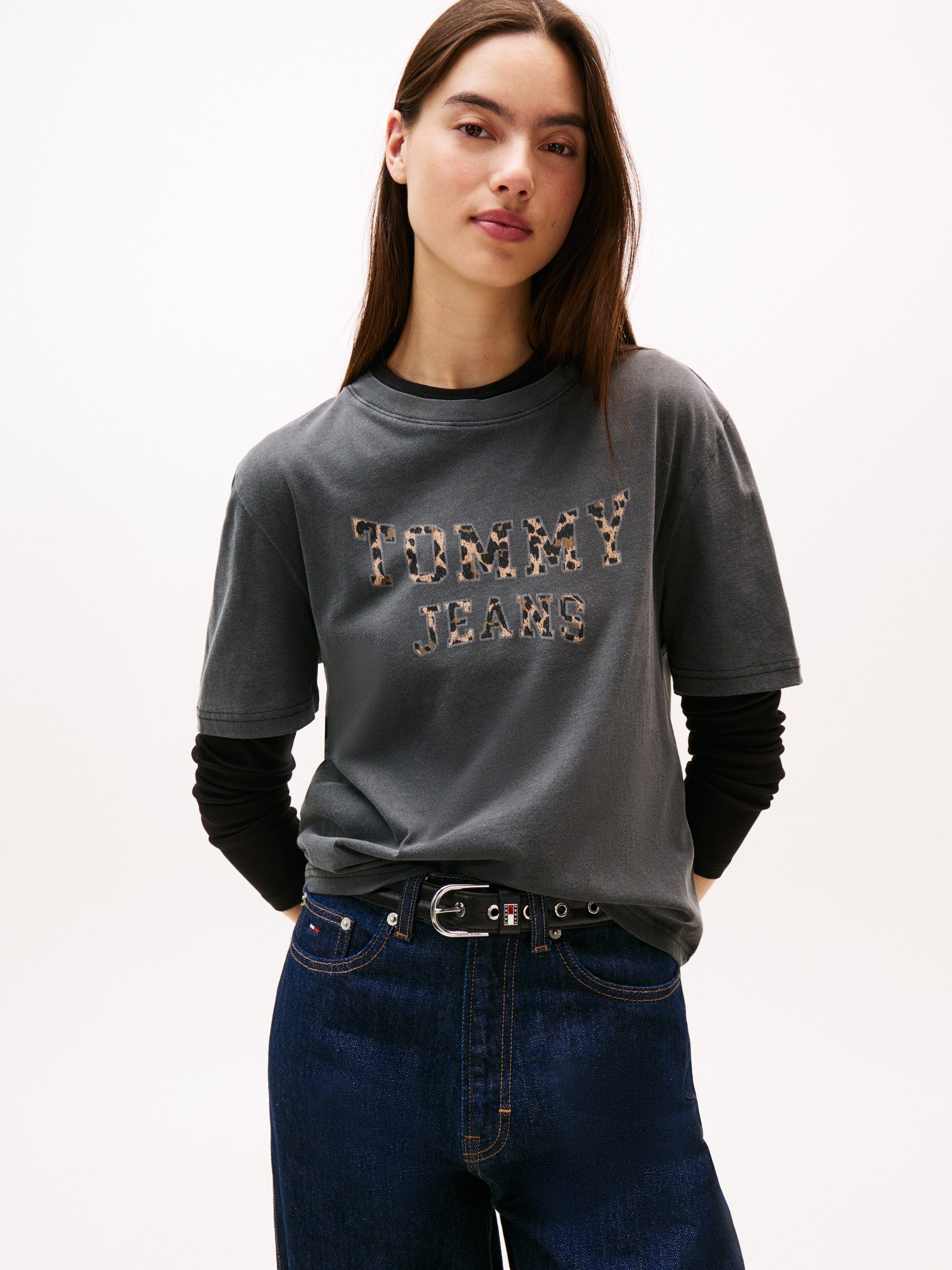 Tommy Jeans Kurzarmshirt TJW BXY LEOPARD günstig online kaufen