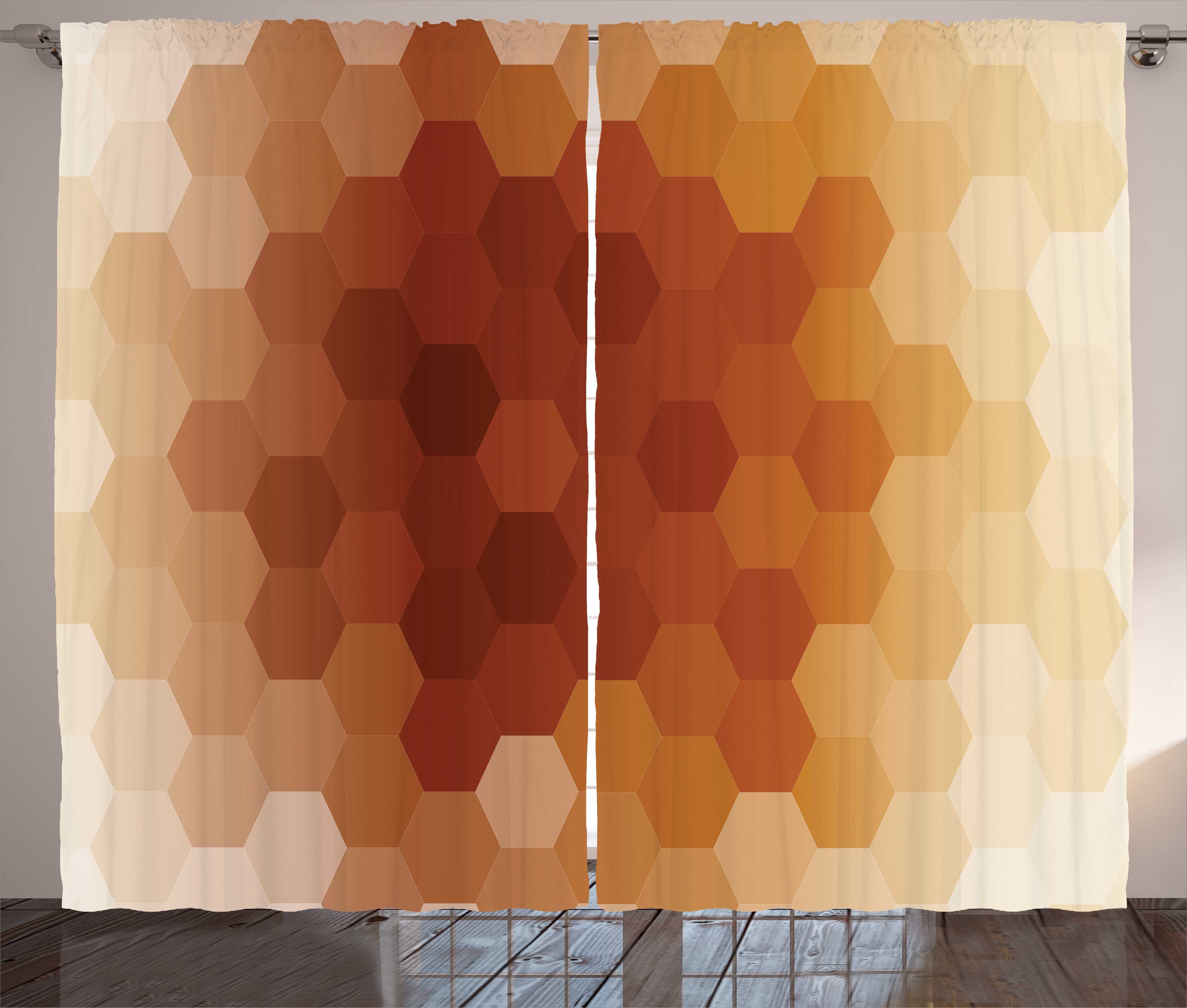Gardine Schlafzimmer Kräuselband Vorhang mit Schlaufen und Haken, Abakuhaus, Bienenwabe Abstrakte Geometrie Muster