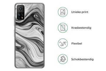 MuchoWow Handyhülle Marmor - Muster - Grau - Marmoroptik - Schwarz, Phone Case, Handyhülle Xiaomi Mi 10T, Silikon, Schutzhülle