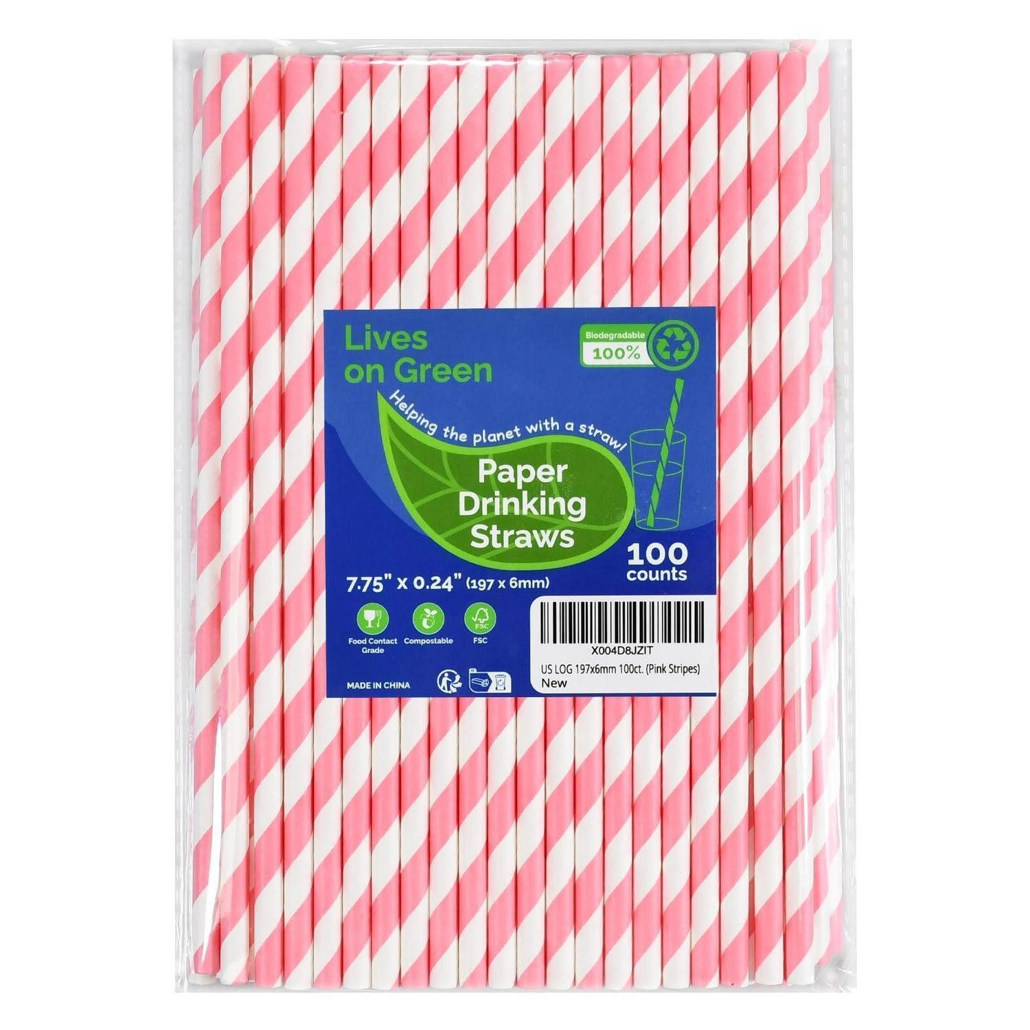 LuxusKollektion Bastel-Strohhalme Trinkhalme Papier Rosa/Weiß Gestreift 19,7cm 100St, (100-tlg)