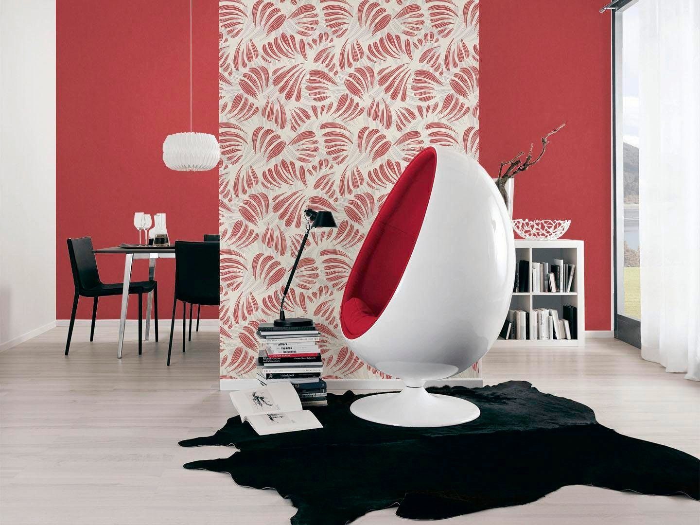 walls living geometrisch, mit rot/grau/silberfarben Flavour, Vliestapete grafisch, A.S. Glitzereffekt Création