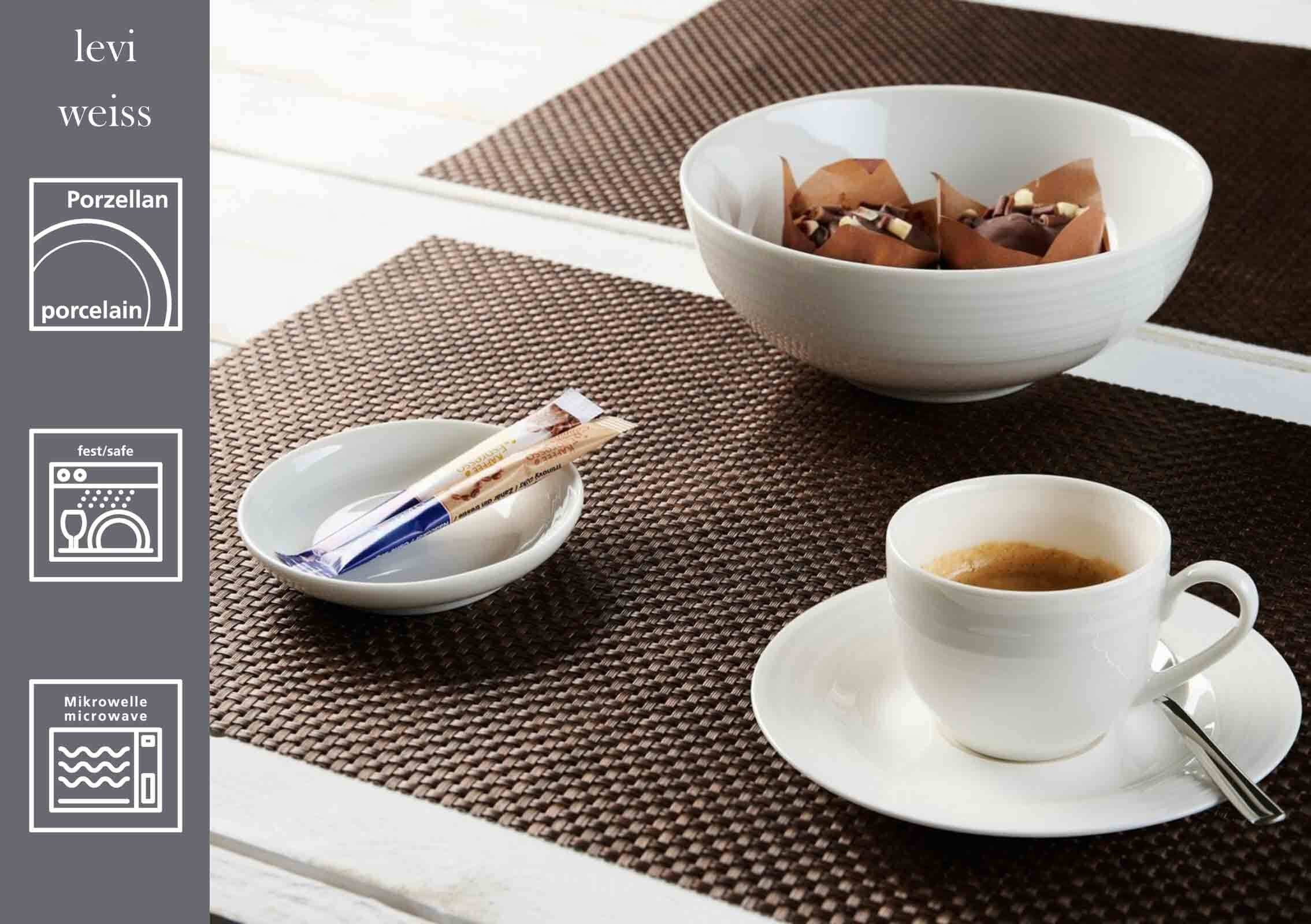 Ritzenhoff & Breker Tasse Levi Espressotassen mit Untetassen 90 ml 6er Set, 6-tlg., Porzellan