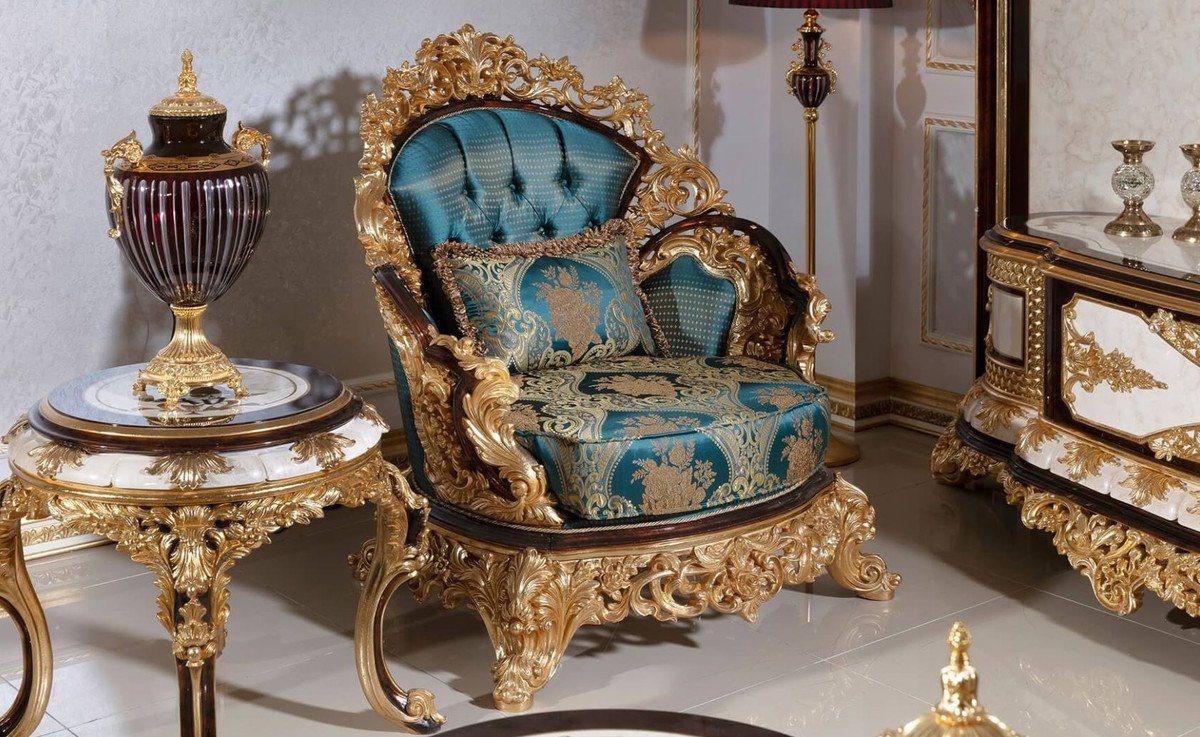 Casa Padrino Beistelltisch Prunkvoll Prunkvoller Gold Barock - Edel Braun Beistelltisch Weiß / Barock - & im - Tisch Möbel Barockstil Luxus / Massivholz