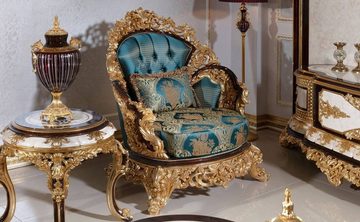 Casa Padrino Beistelltisch Luxus Barock Beistelltisch Weiß / Braun / Gold - Prunkvoller Massivholz Tisch im Barockstil - Barock Möbel - Edel & Prunkvoll