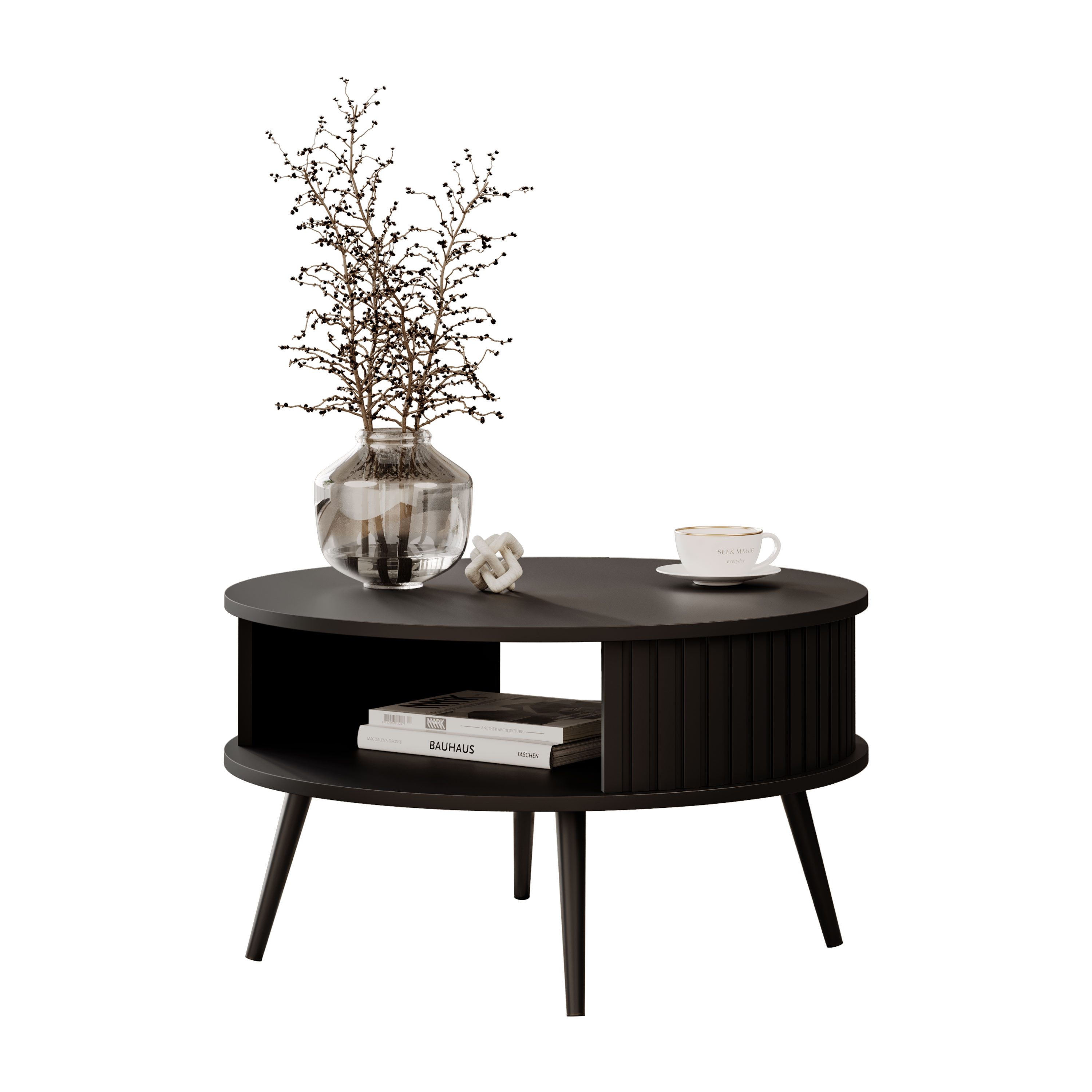 Lookway Couchtisch IVY Runder Sofatisch mit Ablage (1 Tisch), Durchmesser: ⌀ 76 cm