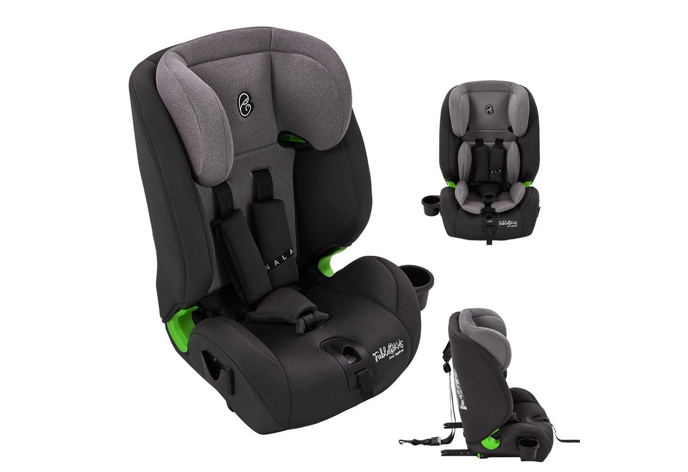 FableKids Autokindersitz NALA Autositz i-Size Kinderautositz mit Isofix 76-150 cm ECE R129/03, ab: 15 Monate, bis: 12 Jahre, ab: 76,00 cm, bis: 150,00 cm, (Grau)