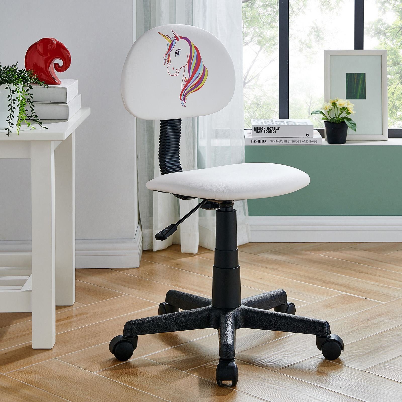 IDIMEX Schreibtischstuhl UNICORN, Kinder Schreibtischstuhl höhenverstellbar Bürostuhl Drehstuhl Einhorn