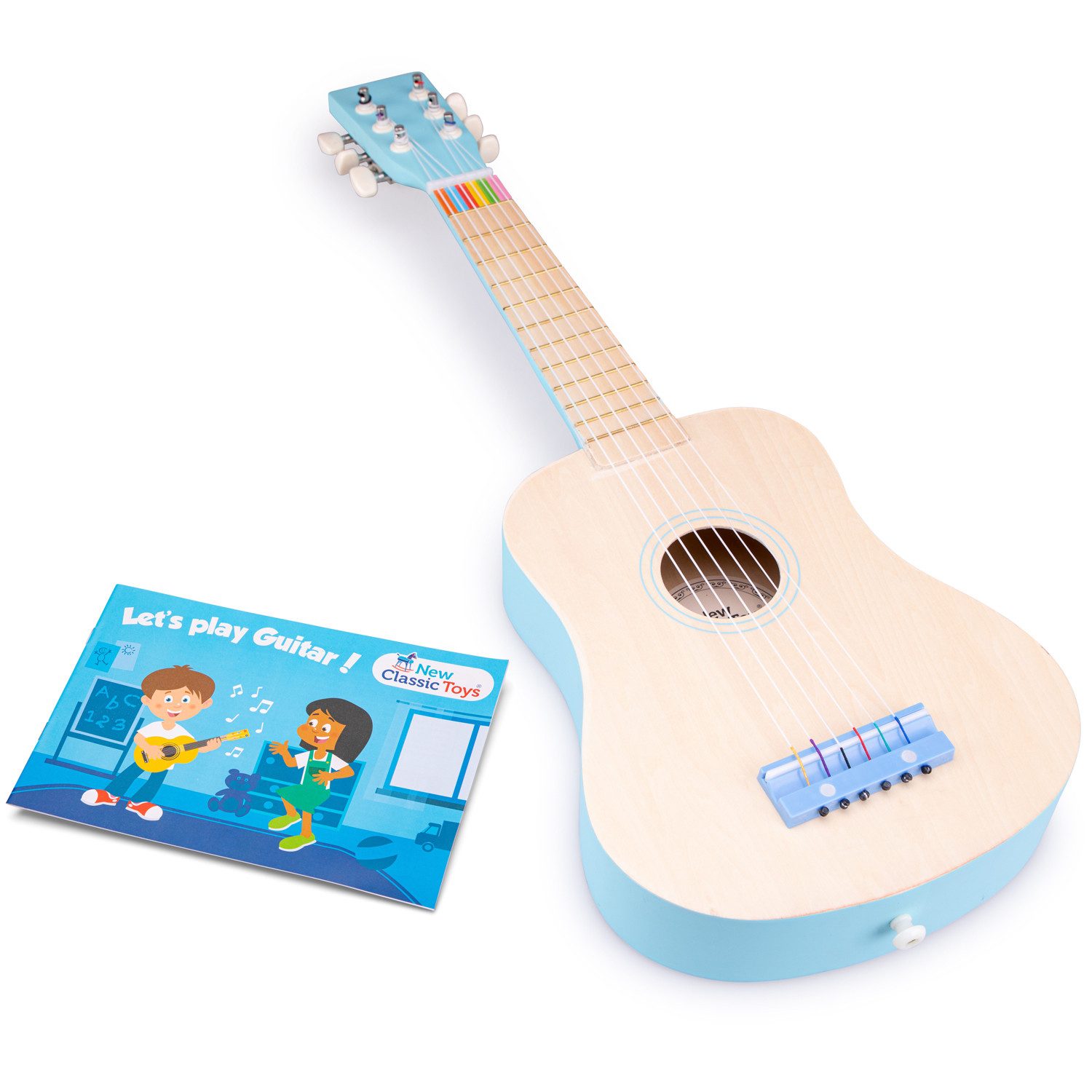 New Classic Toys® Spielzeug-Musikinstrument Gitarre - natur/blau Kindergitarre Kinder-Instrument Musikspielzeug
