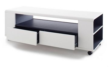 MCA furniture Lowboard Chessey (TV Unterschrank in weiß und schwarz, Breite 120 cm), auf Rollen, mit viel Stauraum