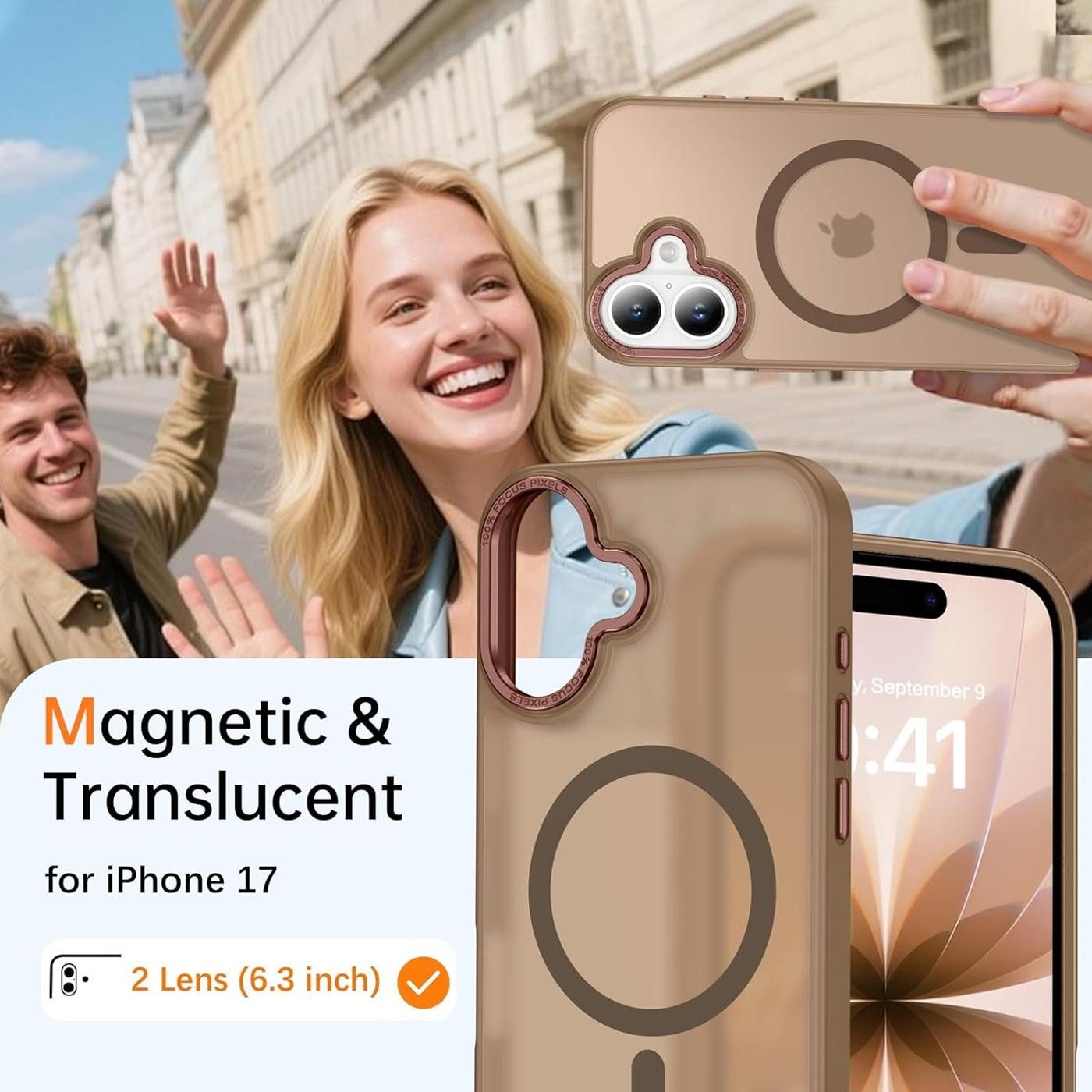CoolGadget Handyhülle Magnet Hülle für iPhone 17 Schutzhülle mit Metall Kamerarahmen 6,3 Zoll, magnetisches Schutzcase Matt Stoßfest kompatibel mit Magsafe Zube – Bild 5 von 5