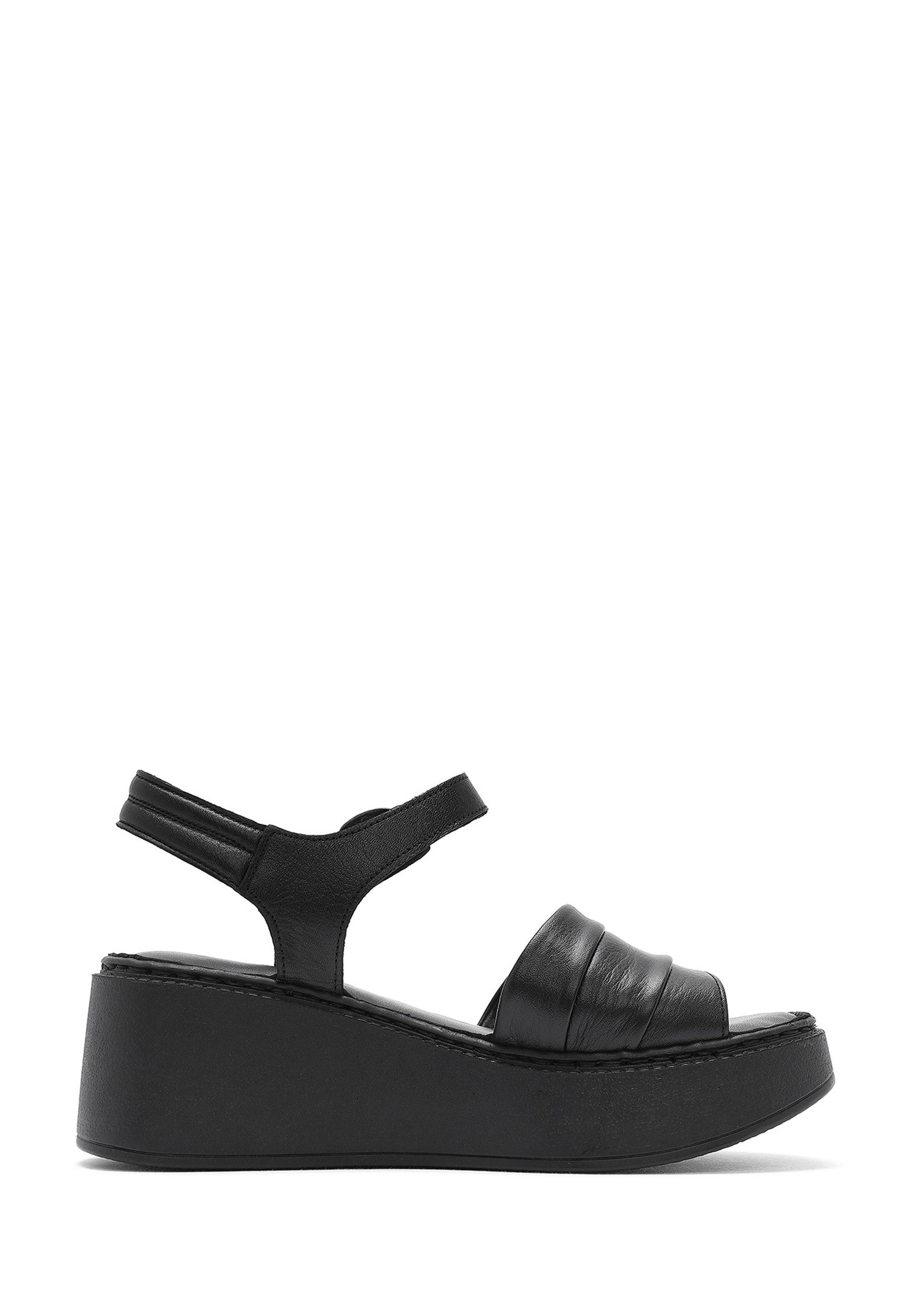 Derimod Keilabsatz-Sandalen aus Leder Sandale Echtes Leder, Komfortfutter, TPU-Sohle, Knöchelriemen, Plateau-Design