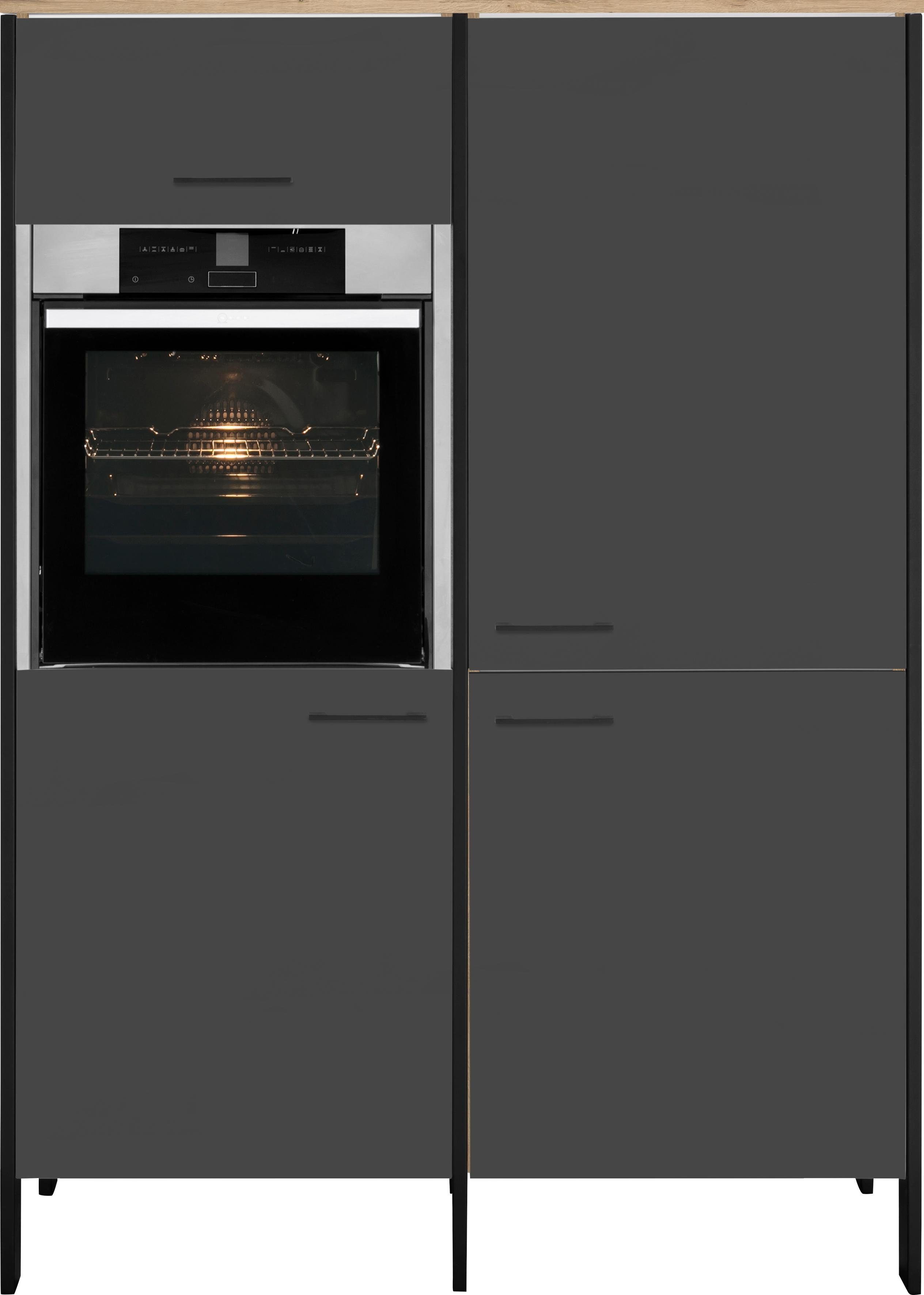OPTIFIT Backofen/Kühlumbauschrank Tokio cm Stahlgestell wildeichefarben anthrazit 126 | breit, mit