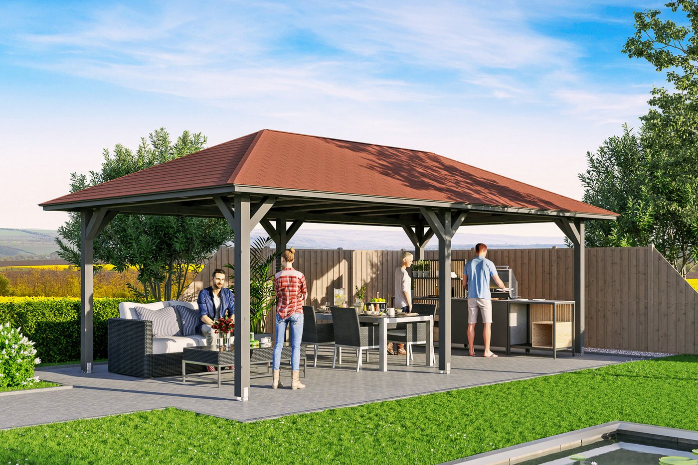 Thumbnail - Skanholz Holzpavillon Orleans 2, Leimholz, 359 x 706 cm
