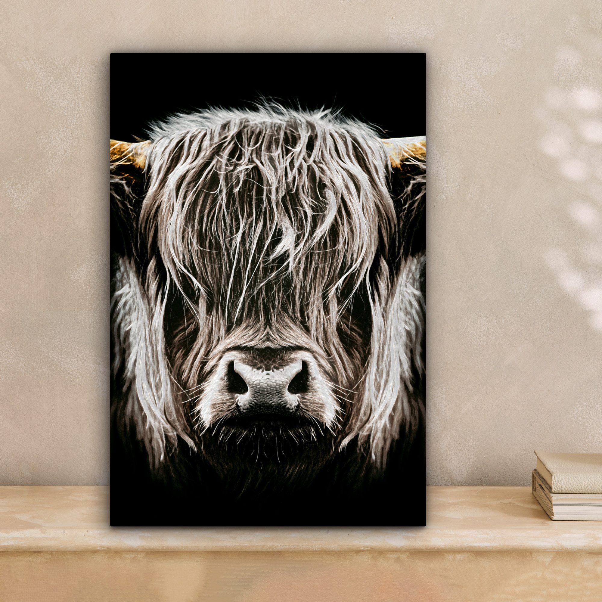 OneMillionCanvasses® Leinwandbild Schottischer Highlander - Gold - Hörner - günstig online kaufen