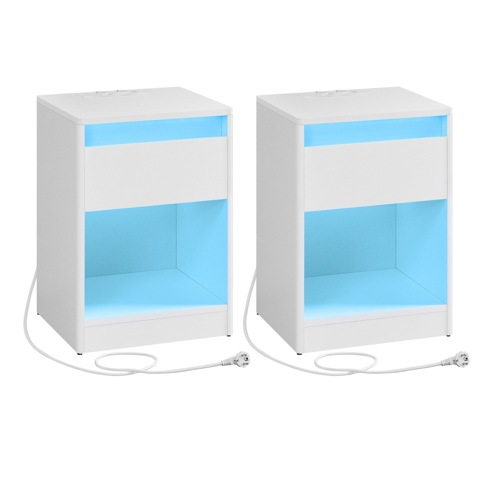 VASAGLE Nachttisch (2-St), mit einstellbarer LED-Beleuchtung, Beistelltisch günstig online kaufen