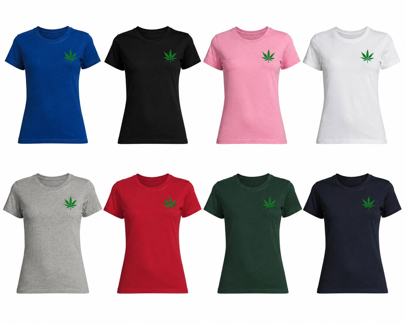 Blondie & Brownie T-Shirt Damen T-Shirt Cannabis blatt Hanfblatt Weed Leaf Patch Basic Stil (Einzelstück, Einzelartikel) Cannabisblatt Stickerei Patch Shirt