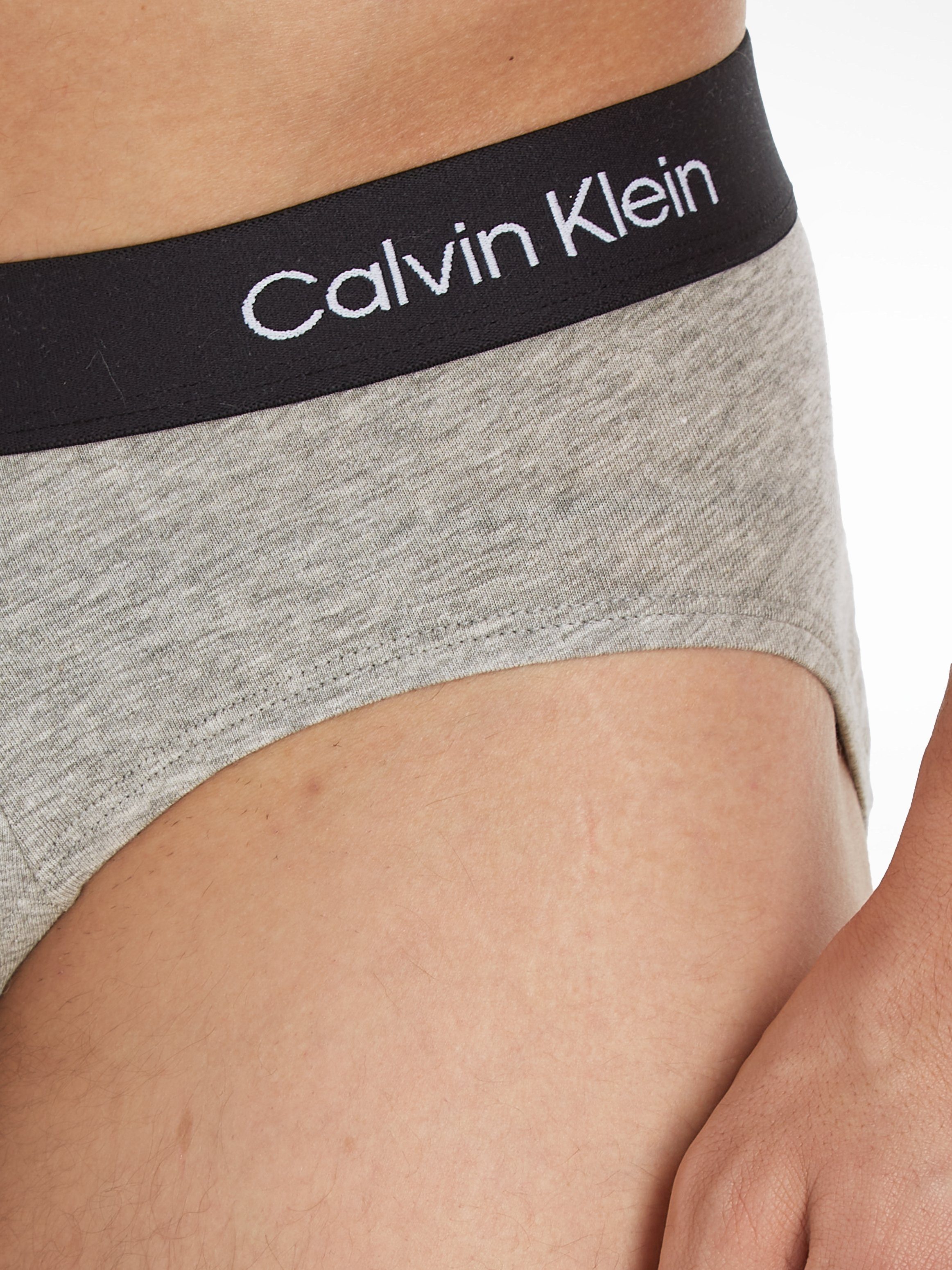 BRIEF Klein Underwear (Packung, Logo-Elastikbund Klein 3PK HIP mit Calvin 3er-Pack) BLACK&-WHITE&-GREY-HEATHER Slip Calvin