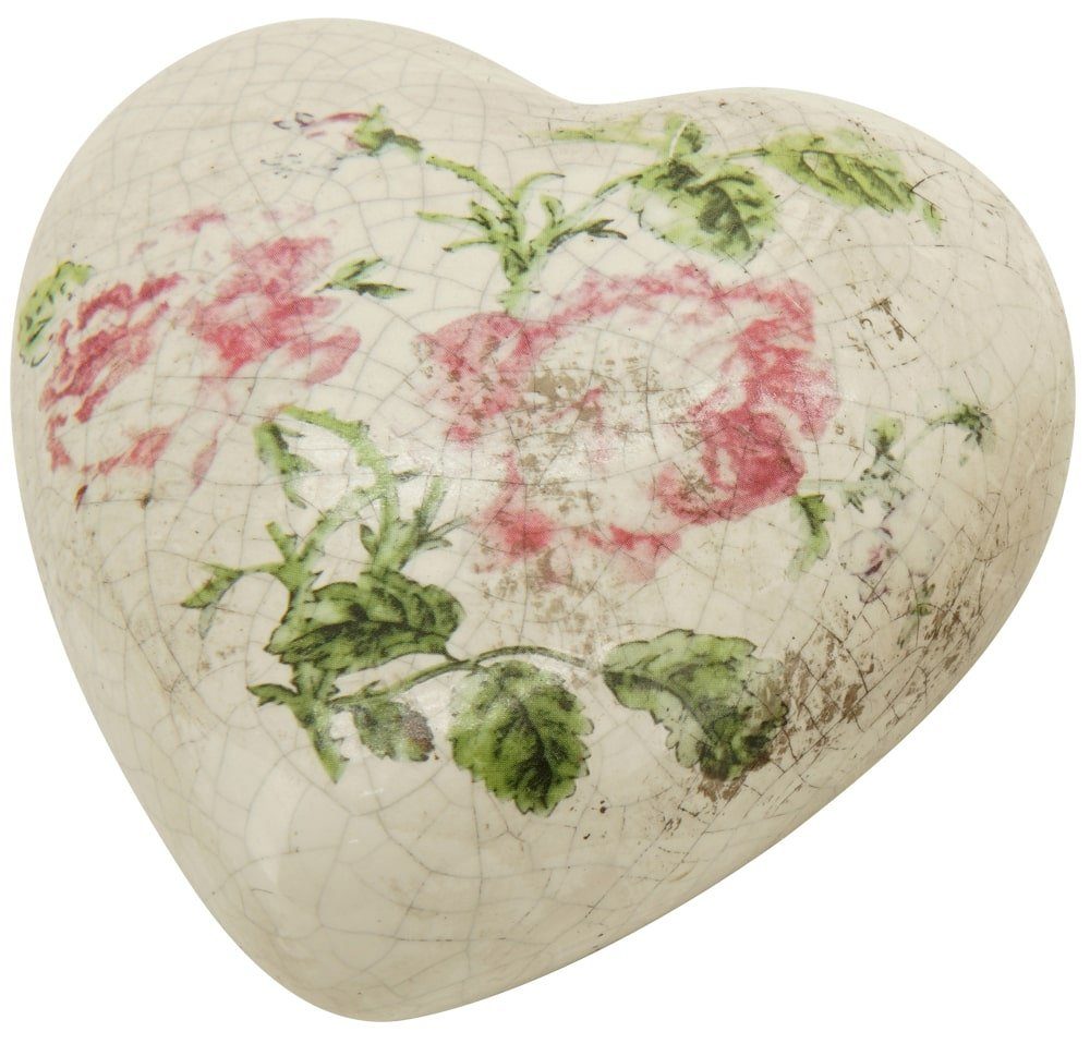 matches21 HOME & HOBBY Gartenfigur Deko Herz Rosen antik Steingut beige