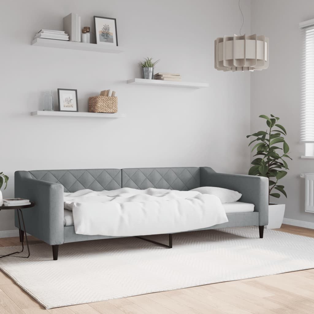 vidaXL Daybed, Tagesbett Hellgrau 100x200 cm Stoff