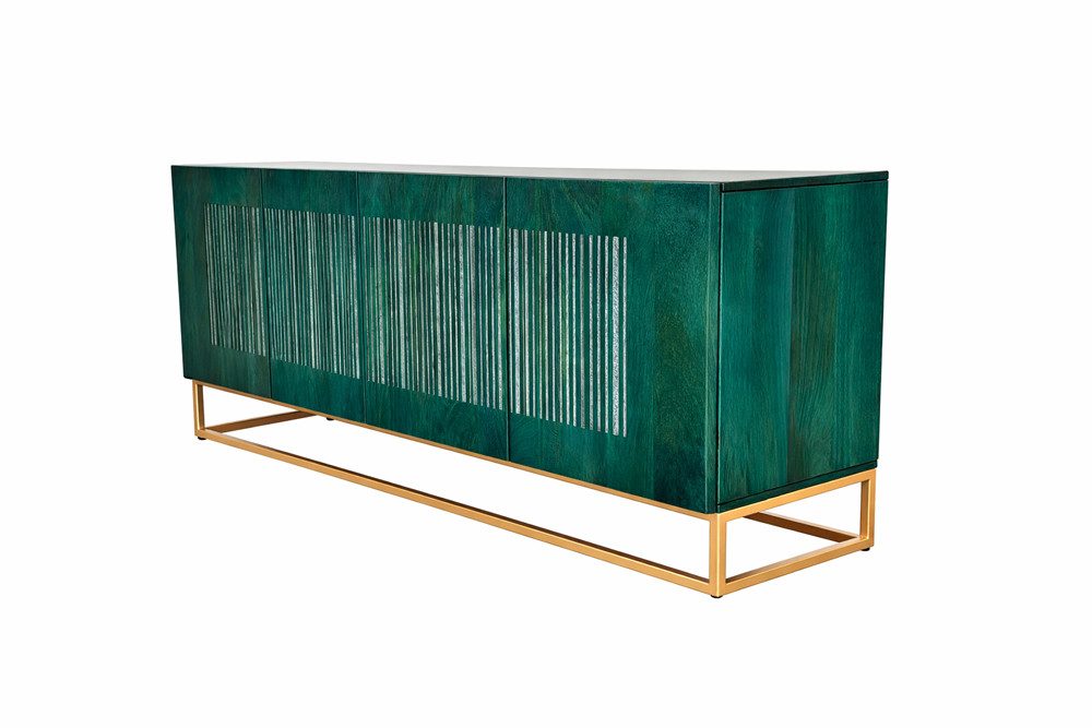 riess-ambiente Sideboard ONYX 180cm türkis/gold - Mango, Eisen, Achat Edelstein, Soft-Close (Einzelartikel, 1 St), Kommode aus Massivholz - ideal für Wohn- und Esszimmer oder Loft