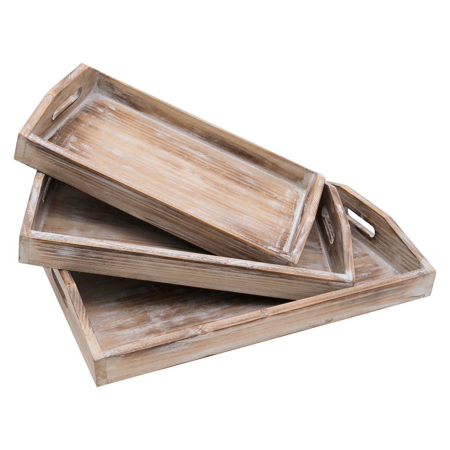 HMF Dekotablett Deko Tablett aus Holz im Vintage Design (3er Set, versch. G günstig online kaufen