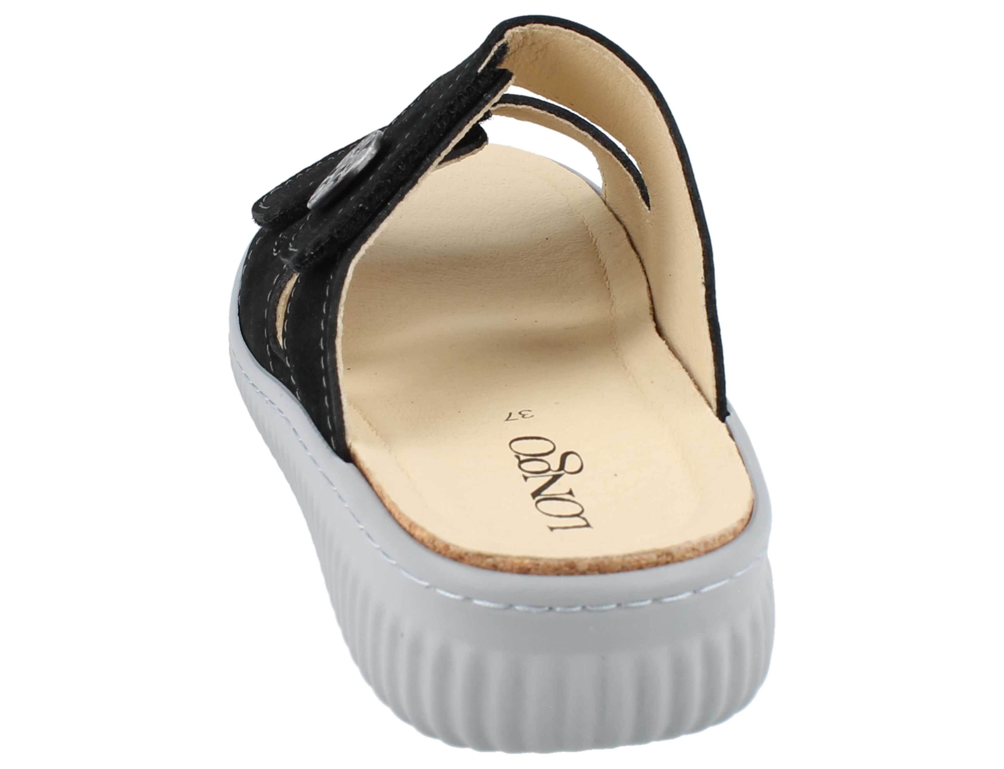 Longo LONGO Damen Pantolette schwarz helle Sohle Nubukleder - Größe: 41 Pantolette Wechselfußbett
