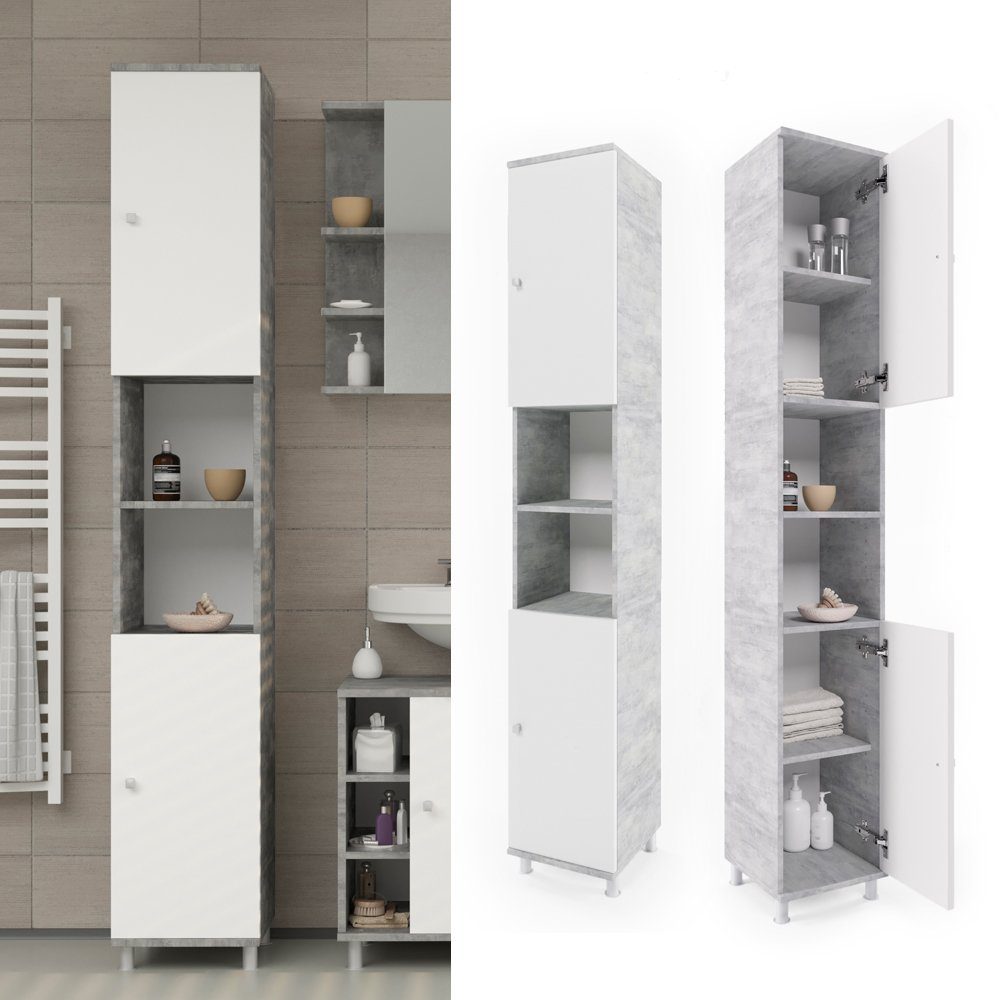Vicco Hochschrank Fynn, Weiß/Beton, 30 x günstig online kaufen