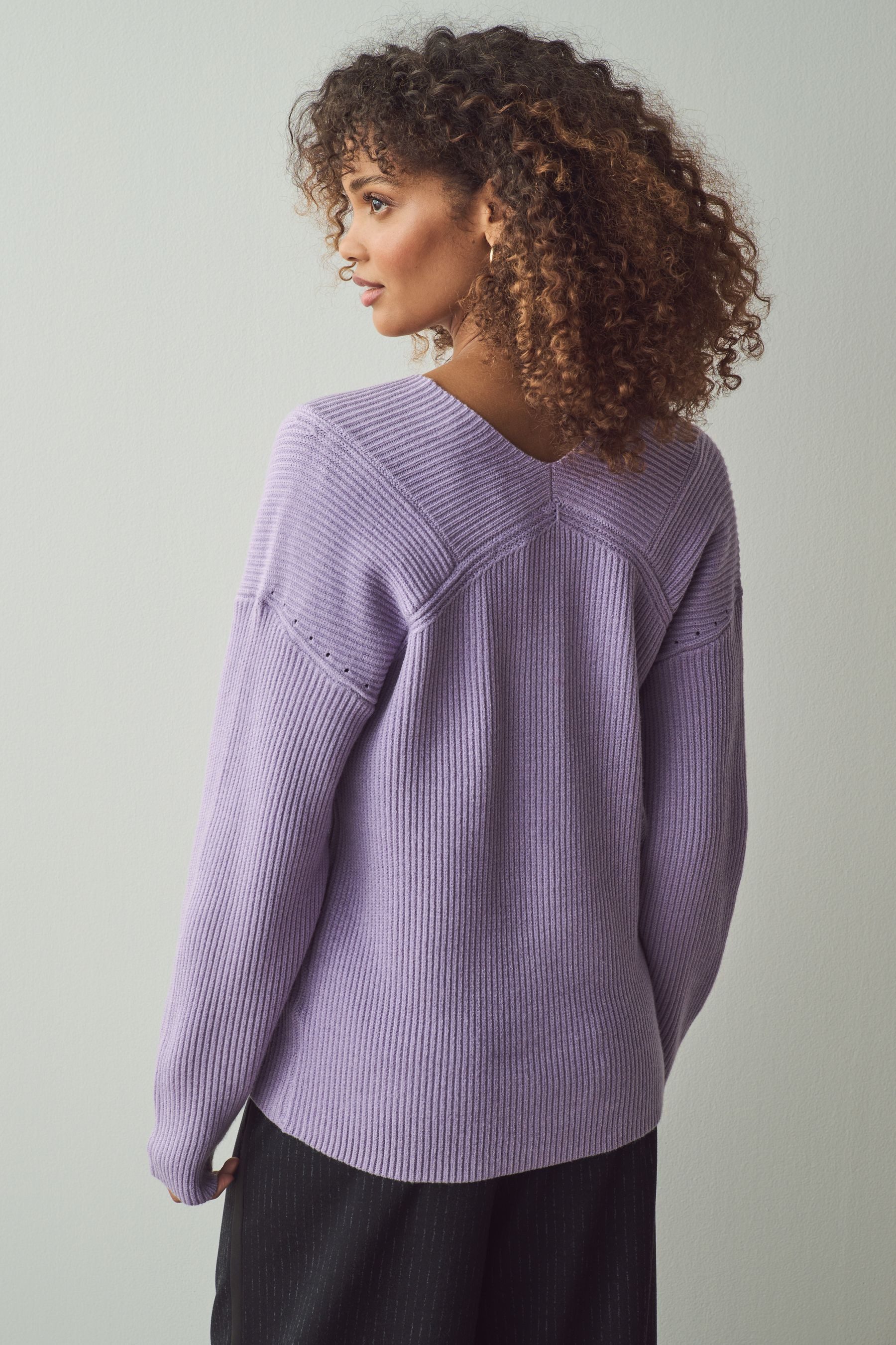 Next V-Ausschnitt-Pullover Ripp-Oberteil mit V-Ausschnitt (1-tlg) günstig online kaufen