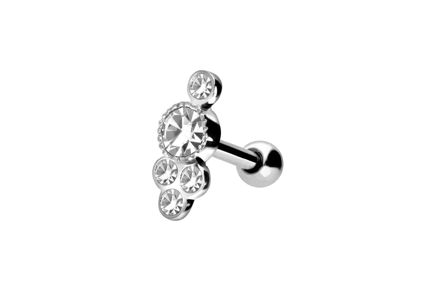 Piercing-Set Chirurgenstahl Ohrpiercing ORIENTALISCHES DESIGN + 5 KRISTALLE